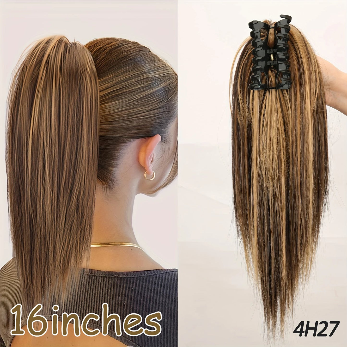 NEW  Synthetic Long Straight Wrap Around Clip In Ponytail Hair Extension Can Be Permed Heat Resistant Pony Tail Fake Hair