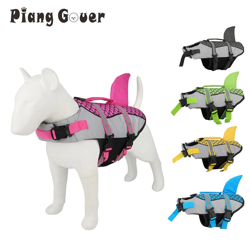 XS-2XL 5 Colors Shark Dog Swim Pet Dog Life Jacket Vest Clothes Life Vest Collar Harness Pet Swimming Summer Swimwear Scales Shark