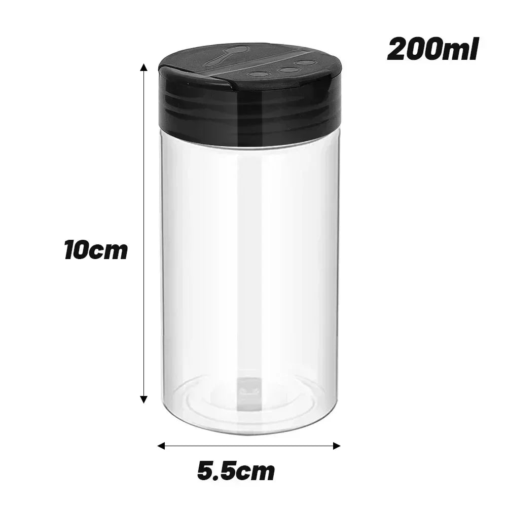 NEW 100ml 6 PCS Set Plastic Spice Jars with Shaker Lids Transparent Safety Plastic Bottles for Home Kitchen Storing Spices Seasoning Powders Jars Home Barbeque Kitchenware Supplies