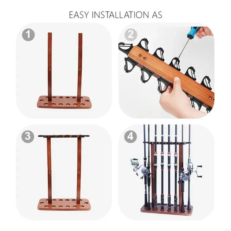8-14 Bit Vertical Fishing Rod Storage Holder Fishing Gear Equipment Organizers Fishing Rod Rack Floor Stand Fishing Rod Rack Home Garage