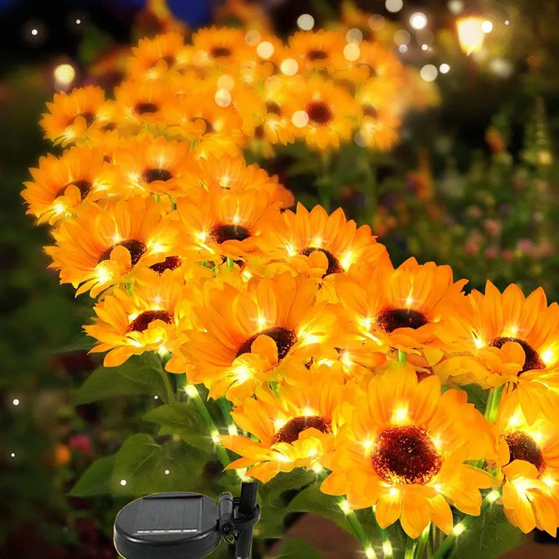 NEW Arrivals 6 PCS Set (36 Heads) Solar Garden Lights Outdoor Solar Sunflower LED Smart Light Sensor Lamp Decor Lawn Lamp for Outside Yard Pathway Garden Lawn Pathway Home Lighting Accessory Sets