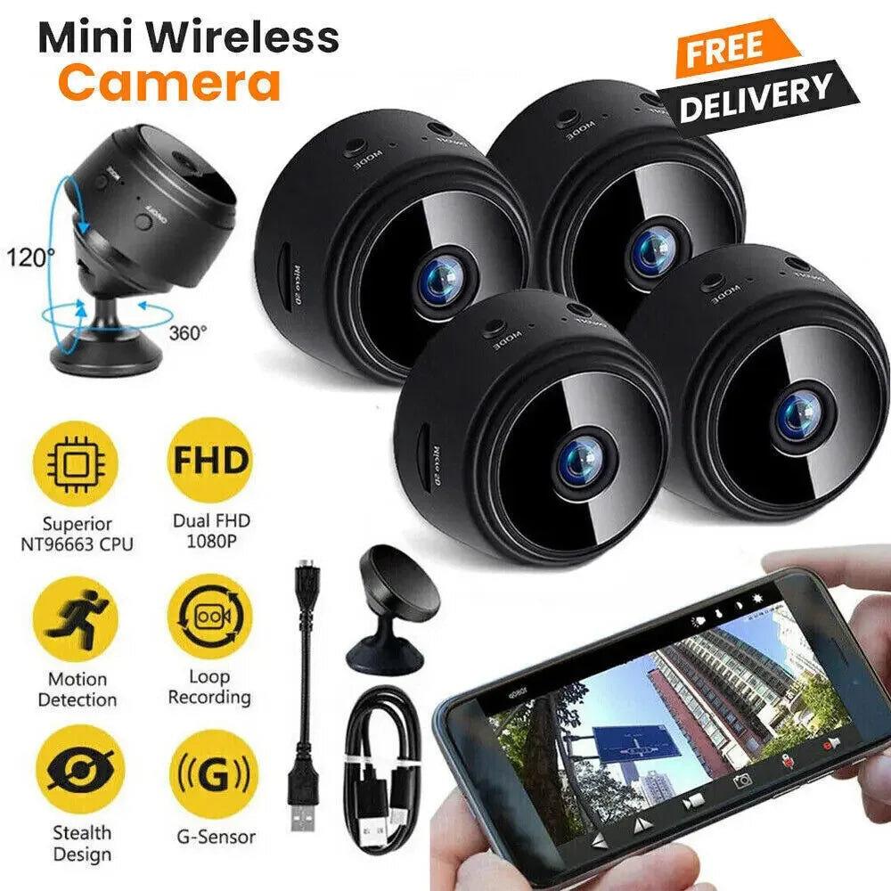 NEW 4 PCS Set  A9 Mini Camera Wi-Fi Wireless Security Protection Remote Monitor Camcorders Video Surveillance Smart Home Mini Night Vision Cam HD Camera Home Office Security Supplies