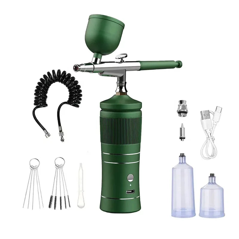 Full Set Rechargeable Wireless Airbrush Compressor Kit Air Brush Paint Sprayer Gun Water Oxygen Deep Hydrating Machine for Nail Art Tattoo Makeup Cosmetic Sets