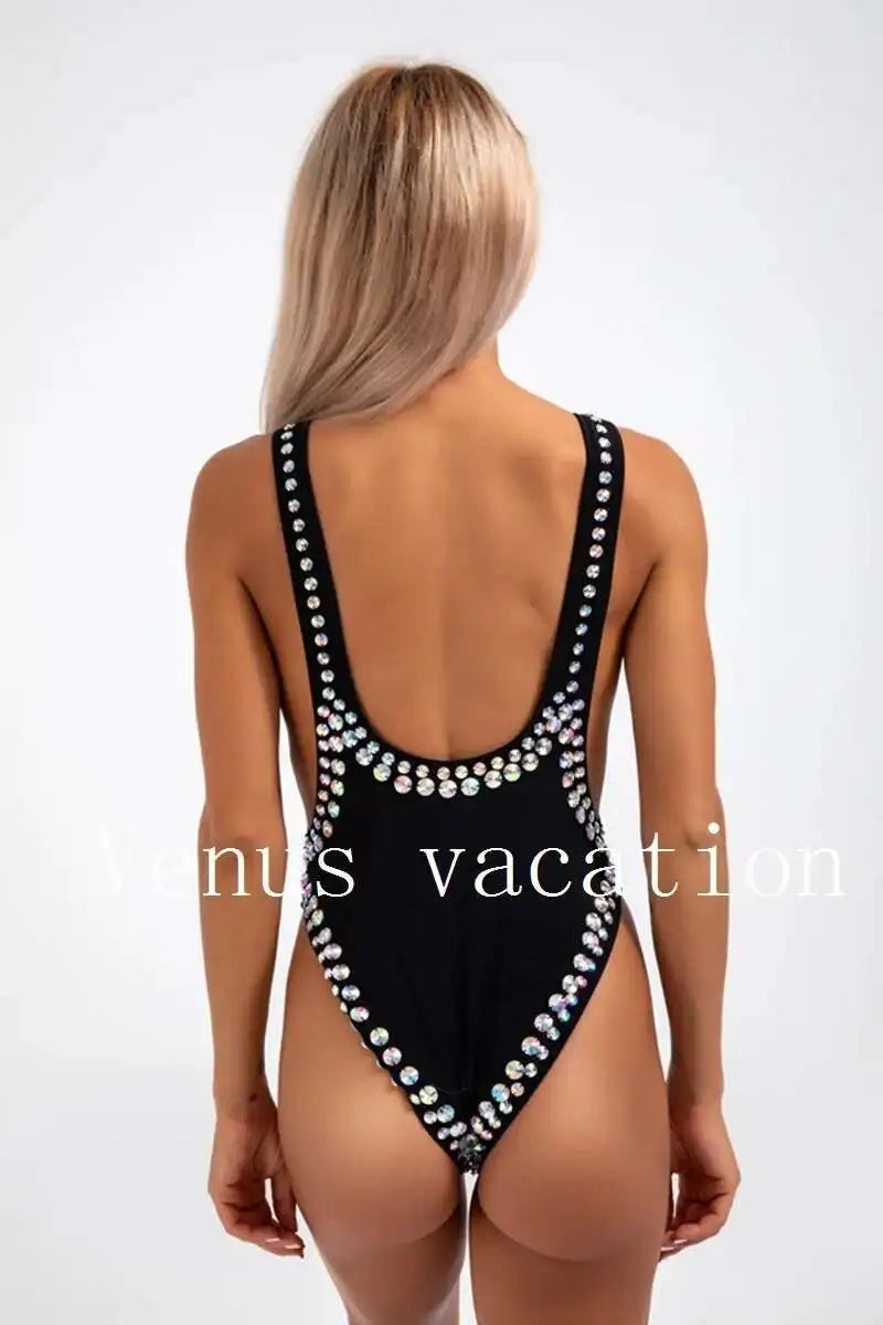 NEW Ladies Luxurious Rhinestones Diamonds Swimsuit Exterior Boutique High-End One-Piece Bikini Women Luxury Swimwear Beach Wear