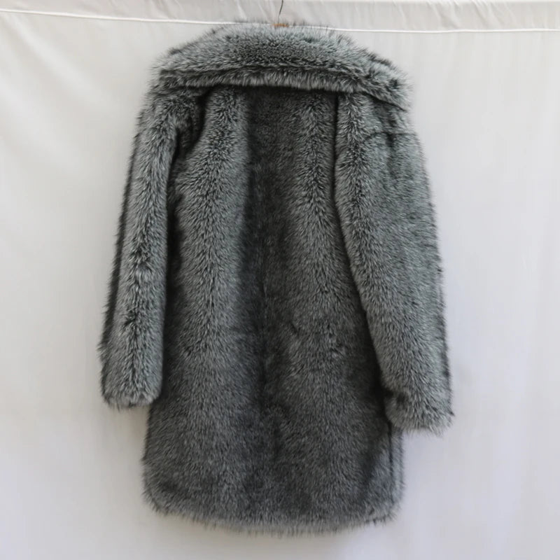 Low-Price Sales are Limited NEW Arrivals S-6XL Plus Size Luxury Dark Gray Men's Fur Coat Mink Fur Long Coat Winter Thickened Warm Trench Coat Outdoor Snow Clothes Men Luxury Fashion Apparel Supplies