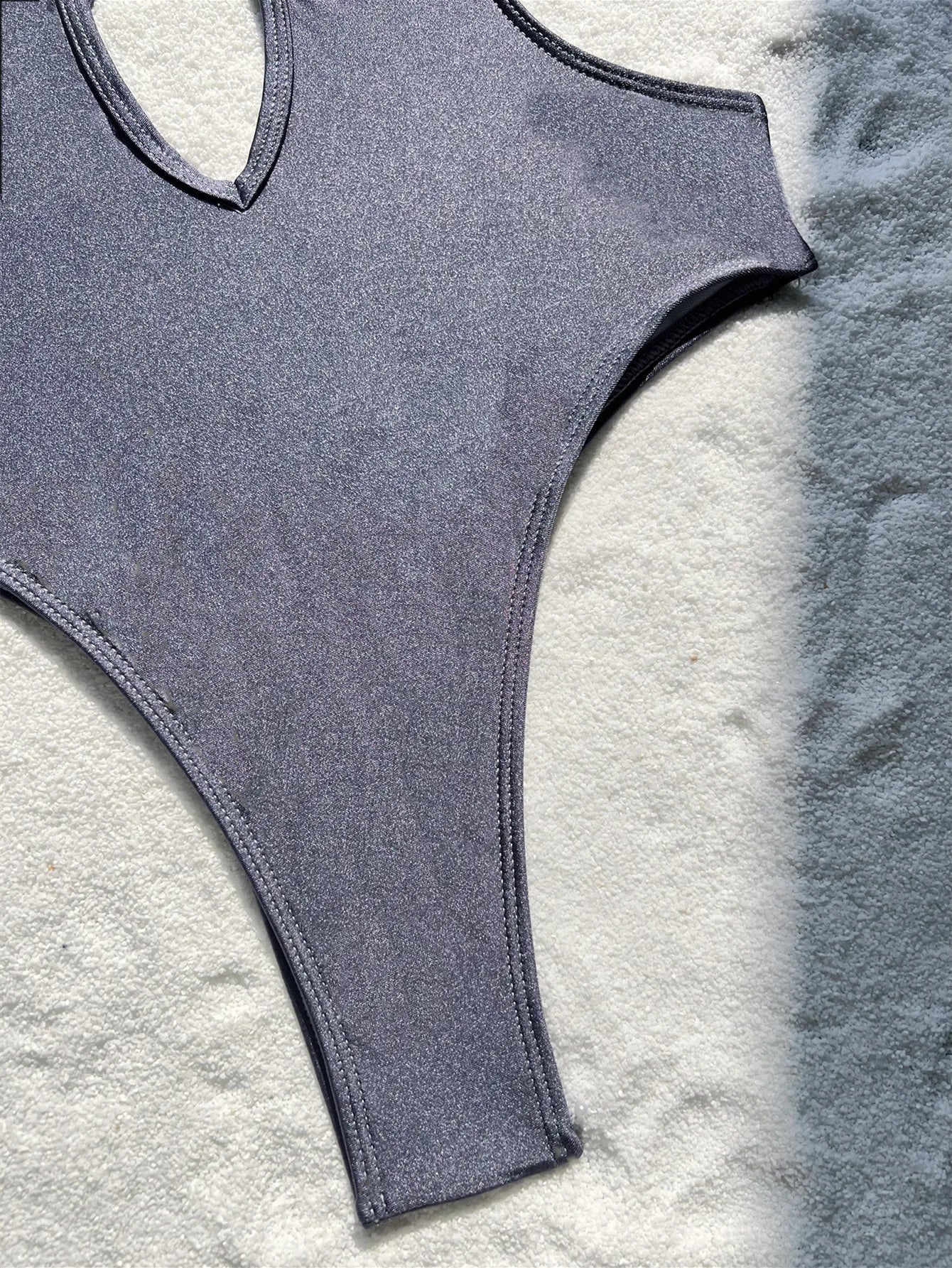 Sexy Push Up Glitter Grey Backless Swimsuit One Piece Underwire Hollow Bikini Swimwear Bodysuits Women Biquini Bathing Suits