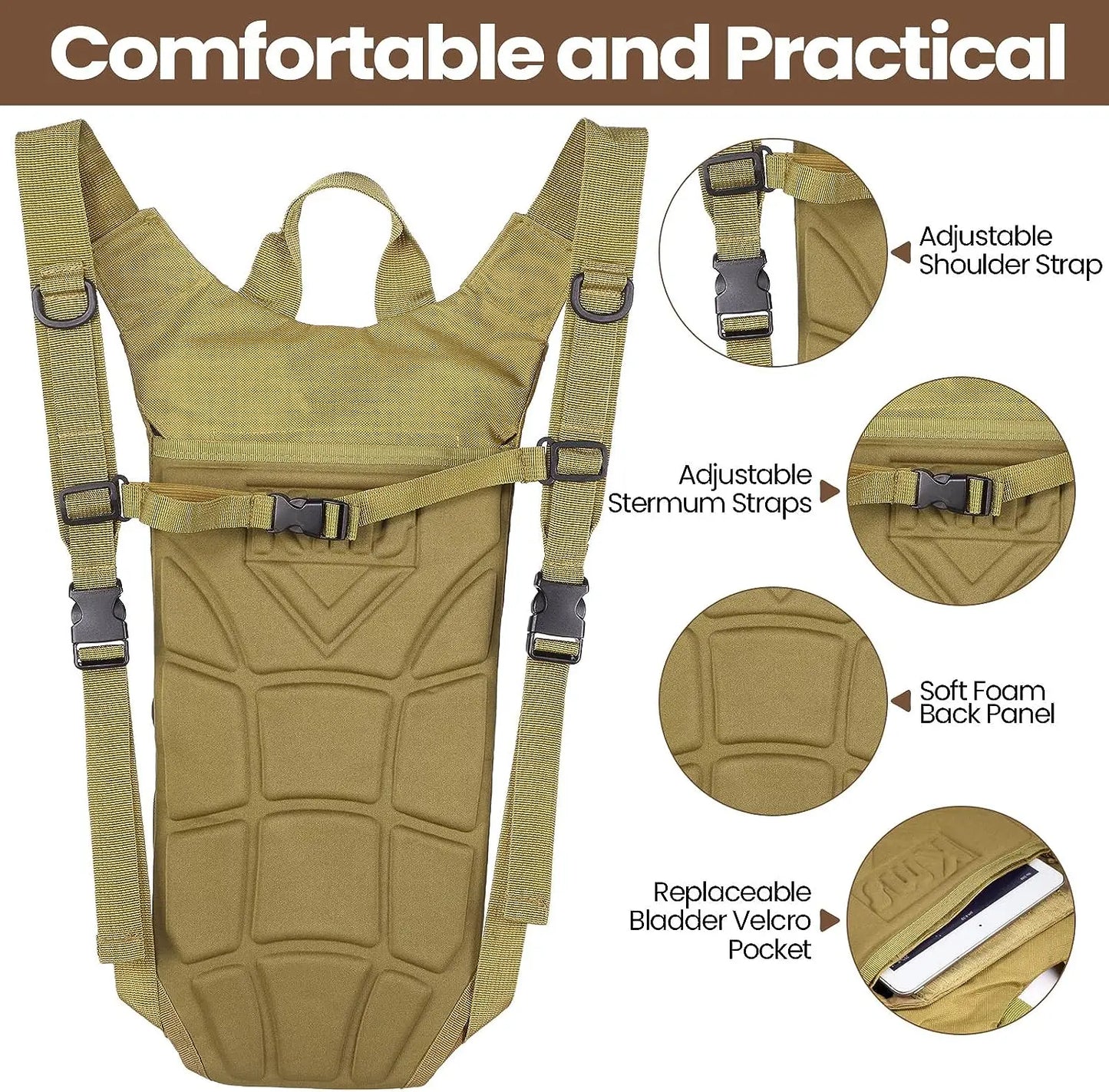 Tactical Hydration Pack Backpack Military Water-proof Nylon Water Bag with 3 Liter Bladder for Hiking Cycling Climbing