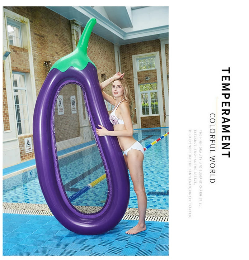 NEW Arrivals 250cm Pool Inflatable Float Eggplant Lounge Chair Shape Mattress Swimming for Adult Tube Raft Kid Swimming Ring Summer Water Bed Swimming Accessories