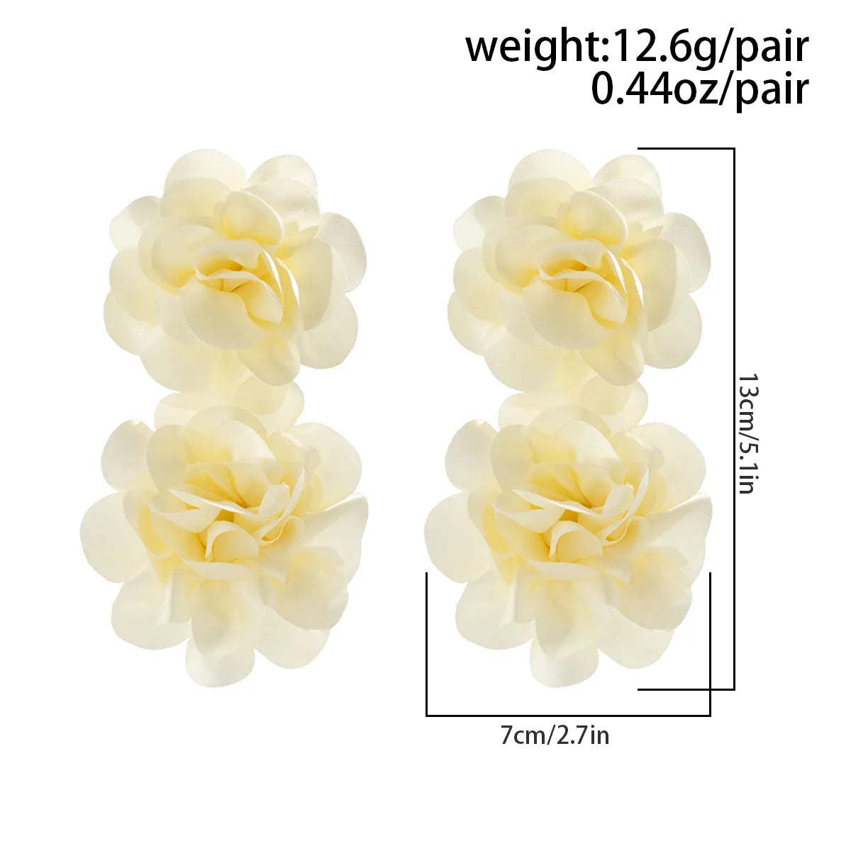 4 Colors Exaggerated Big Fluffy Fabric Flower Petal Drop Earrings for Women Trending Elegant Earring Wed Bridal Accessories