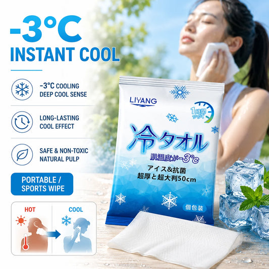 1/5/10/20/30/50 PCS Set Korean Extra Large Cooling Wet Towels Instant Ice Cold Refreshing Summer Portable Oversized Sweat Wipes for Adult Sports Cycling Running Outdoor Driving Hiking
