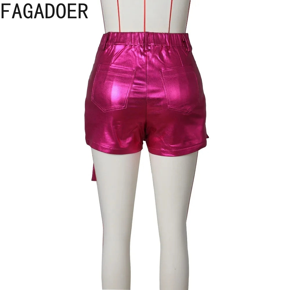 NEW!!!!  Fashion Punk Y2K Streetwear Women High Waisted Zipper Pocket Cargo Shorts Summer New Female Laser Elasticity Bottoms