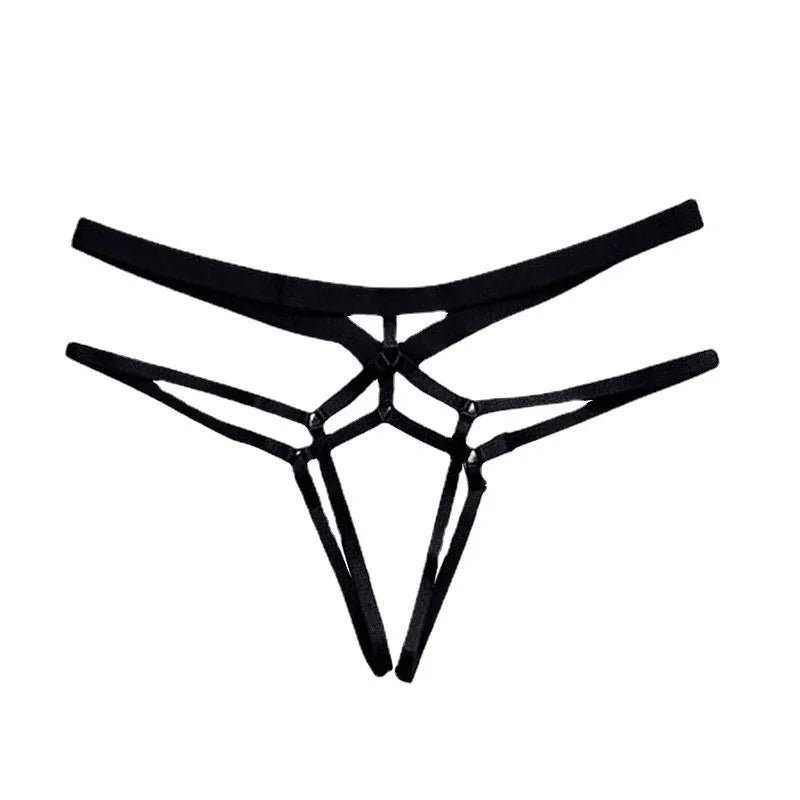 S-3XL Plus Size Sexy Women Bandage Hollow Out G-String Thong Tanga Panties Lingerie T Back Transparent Lingerie Ladies Open Crotch Toy Panties Underwear