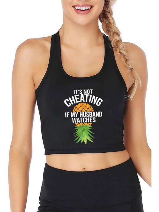NEW Arrivals S-2XL 3 Colors Upside Down Pineapple Graphics Tank Tops Hot Wife *It's Not Cheating If My Husband Watches 
* Girls Summer Crop Top Swinger Sexy Camisole