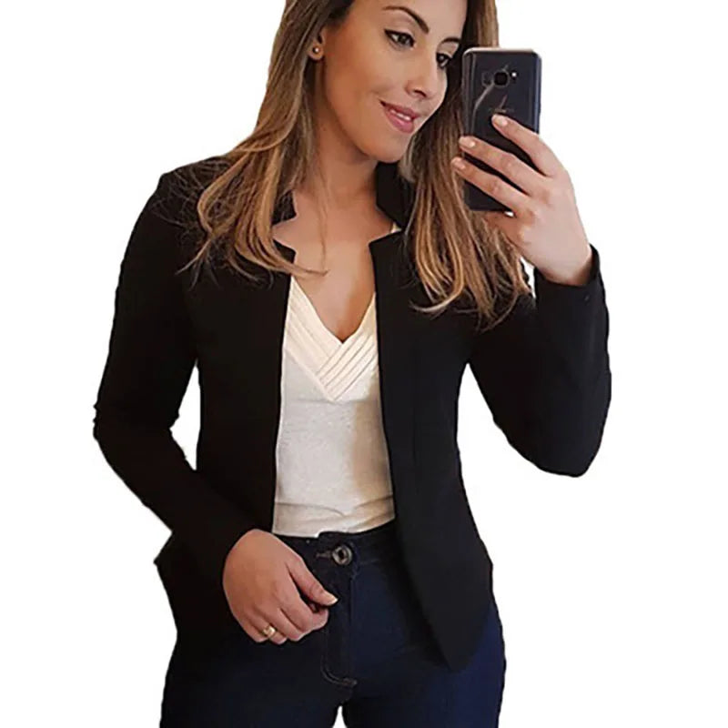 S-3XL UK Plus Size Multi-Colors Women's Clothing New Autumn Winter Spring Blazer Fashion Versatile Long Sleeved Open Collar Casual Suit Jacket Top Blazers Suits