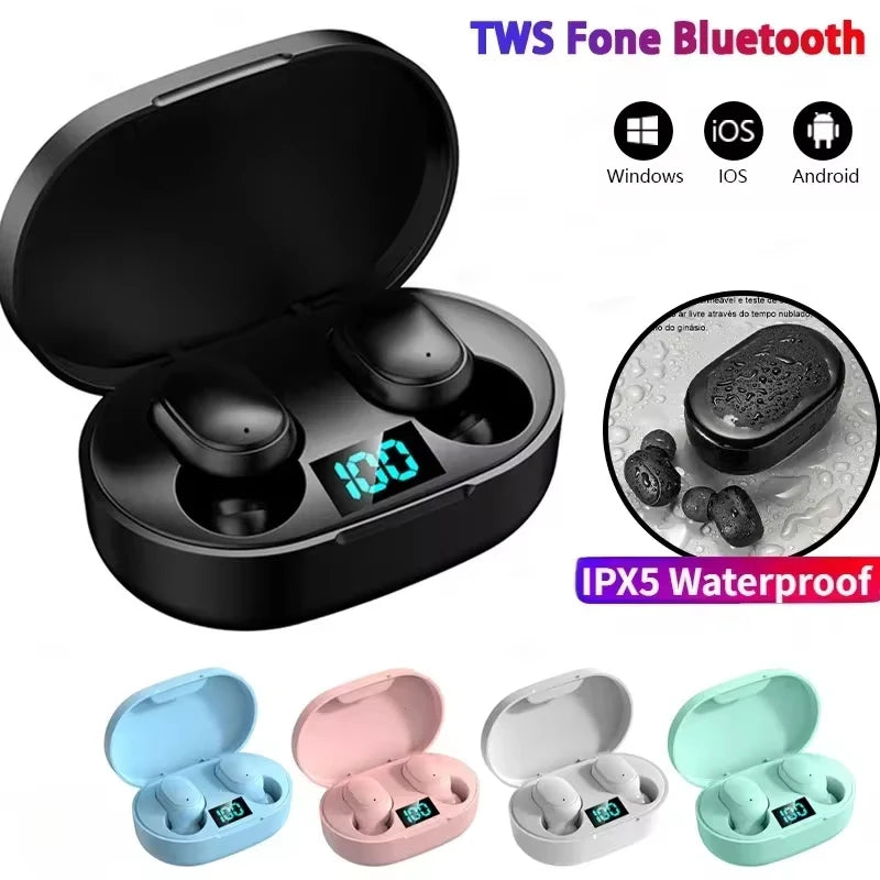E6S Wireless Bluetooth Black Earphones TWS Bluetooth Headset Wireless Earbuds Noise Cancelling Earphones with Microphone Headphones