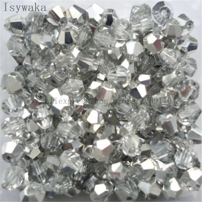 33 Colors 100 PCS Set Blue Multicolor 4mm Bicone Austria Crystal Beads Charm Glass Beads Loose Spacer Bead for DIY Jewelry Making Apparel Accessories Tools Set