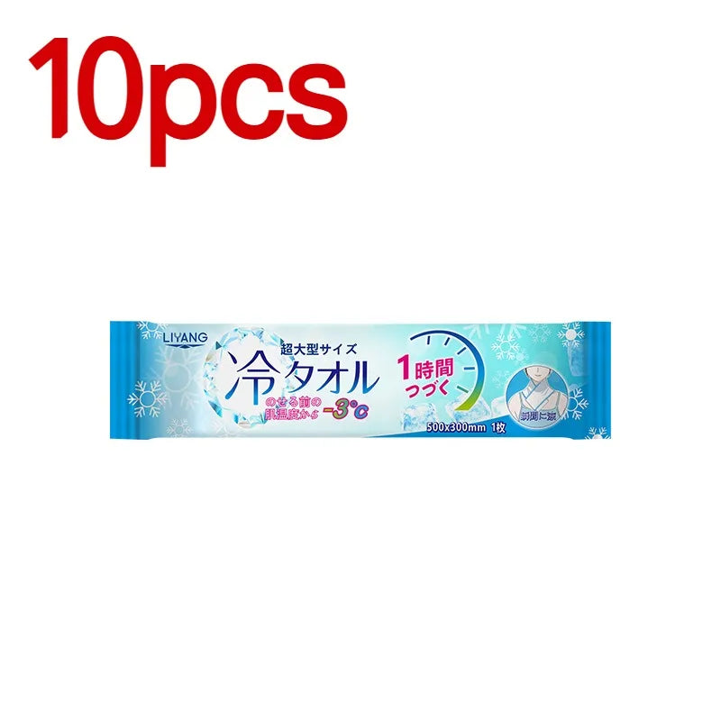 1/5/10/20/30/50 PCS Set Korean Extra Large Cooling Wet Towels Instant Ice Cold Refreshing Summer Portable Oversized Sweat Wipes for Adult Sports Cycling Running Outdoor Driving Hiking