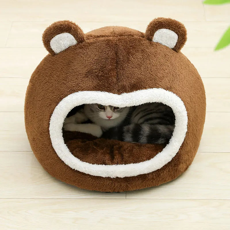 Cat Bed Warm Pet House Soft Long Plush Kitten Lounger Cushion Small Dogs Tent Cave Beds For Cozy Cat House Mat Supplies