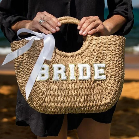 NEW Arrivals Summer Beach Personalized Bridal Woven Beach Tote Bridal Clutch Bag Bridal Shower Bridesmaid Gift Bachelorette Party Supplies Wedding