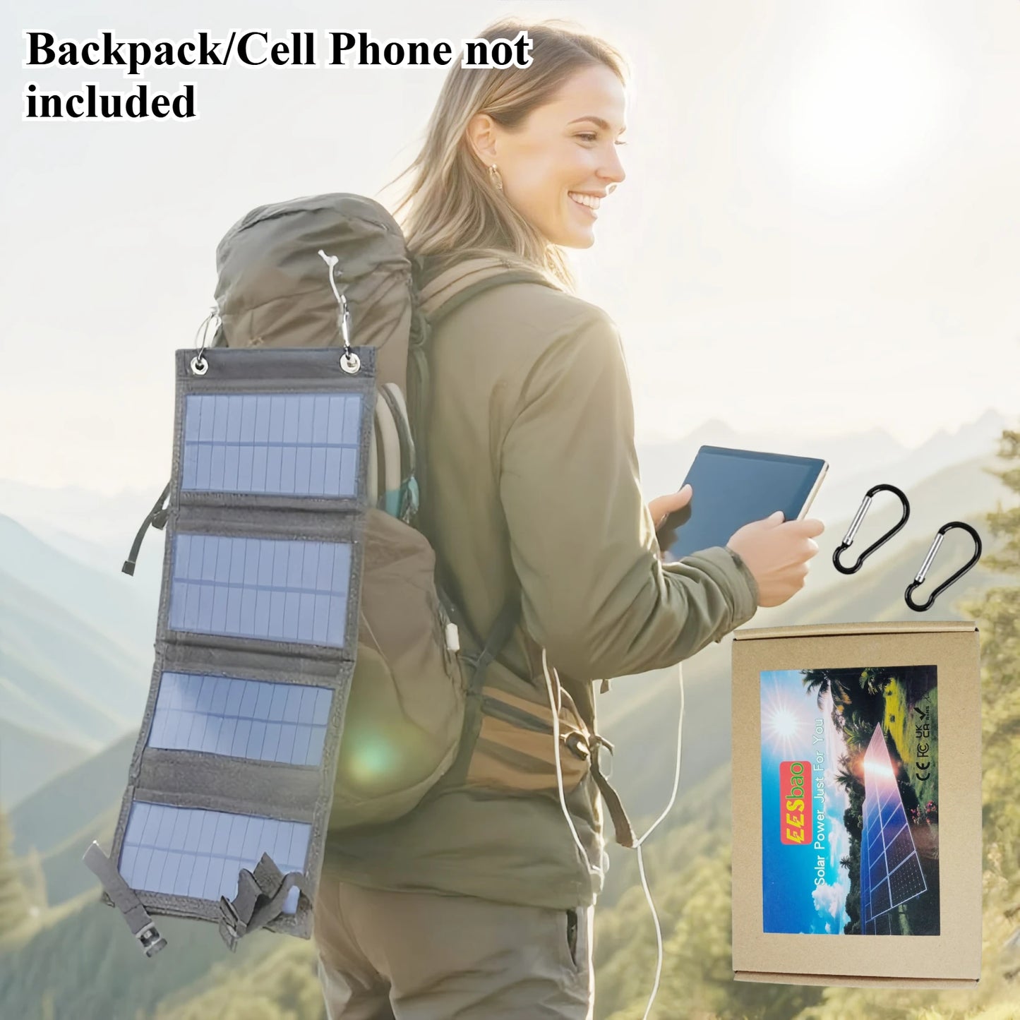 Outdoor Travel Camping 25W-100W Foldable 5V Rainproof USB Solar Charger for Smartphone Power Bank Portable Outdoor Mountains Hiking Emergency Survival Power Supply