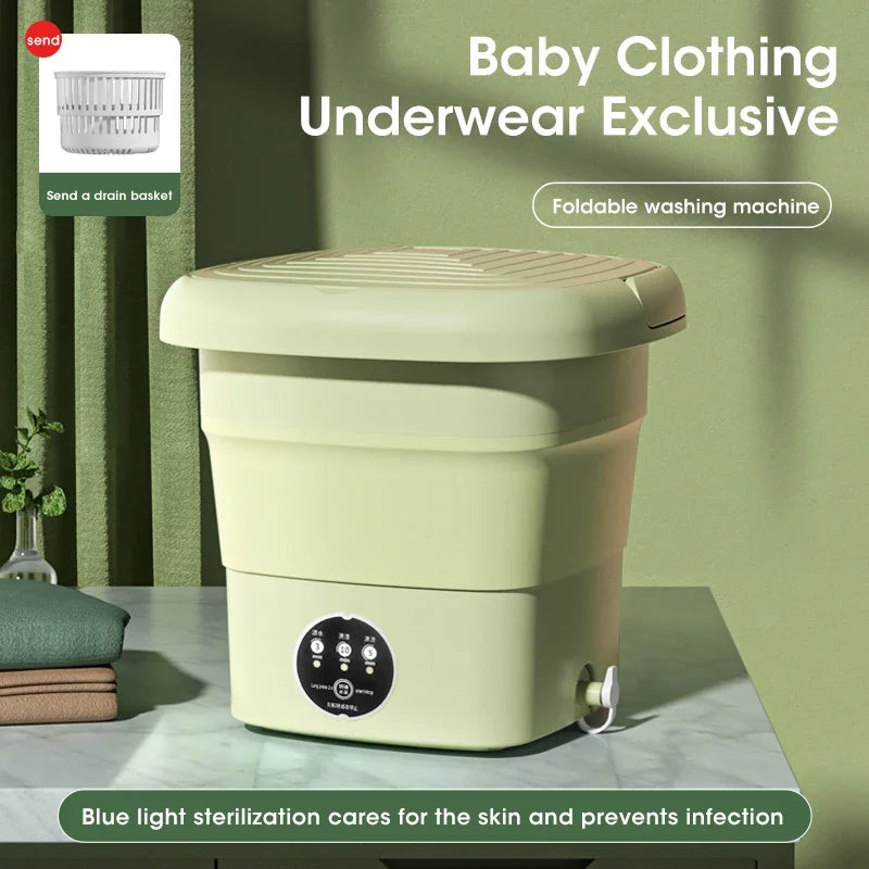 NEW!!!! Mini Folding Washing Machine With Dryer Bucket Socks Underwear Cleaning Washer Travel Dormitory 110V-240V EU US