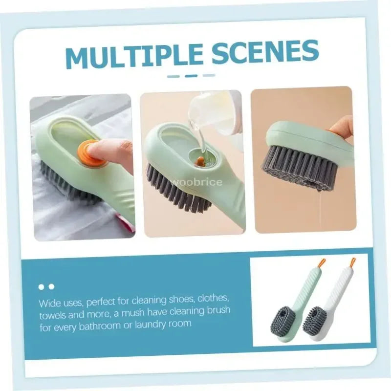 NEW Arrivals 4PCS Set Green/White Fashion Multifunction Shoes Sport Sneakers Boots Brush Soft Bristled Liquid Filled Up Wash Shoe Cleaning House Accessories Clean Kitchen Tools