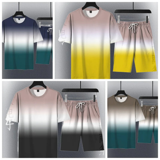 NEW Arrivals 2PCS Set S-4XL Plus Size Summer Chubby Curvy Men's and Women's Suits Casual Fashion Loose Comfort Loose Breathable Stripes K Big Brand Luxury Trend Sports Clothing Supplies