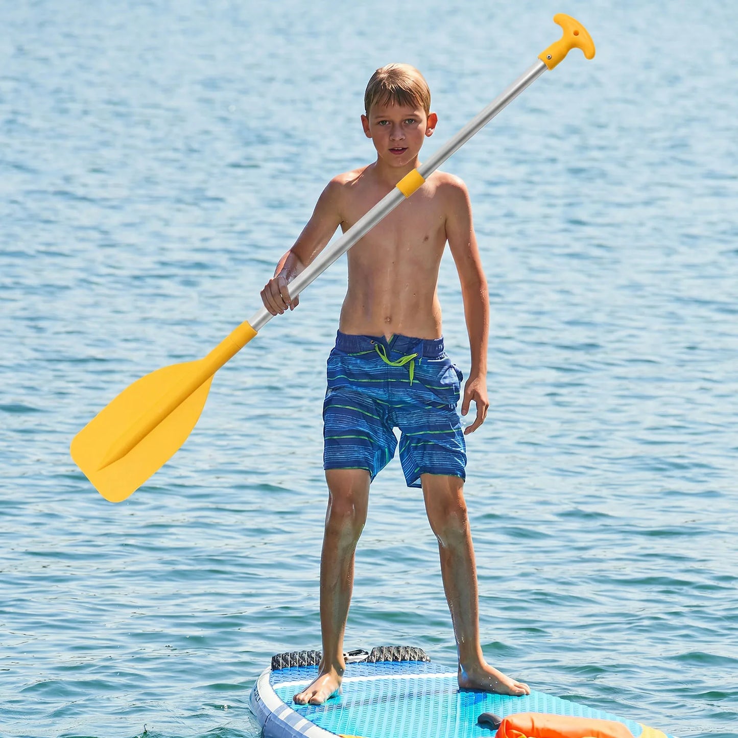 Telescoping Emergency Boat Paddle Aluminum Alloy Shaft Single-Head Boat Oars 53.5-108.5cm Adjustable Length Rafting Canoe Kayak Paddles Water Sports Supplies