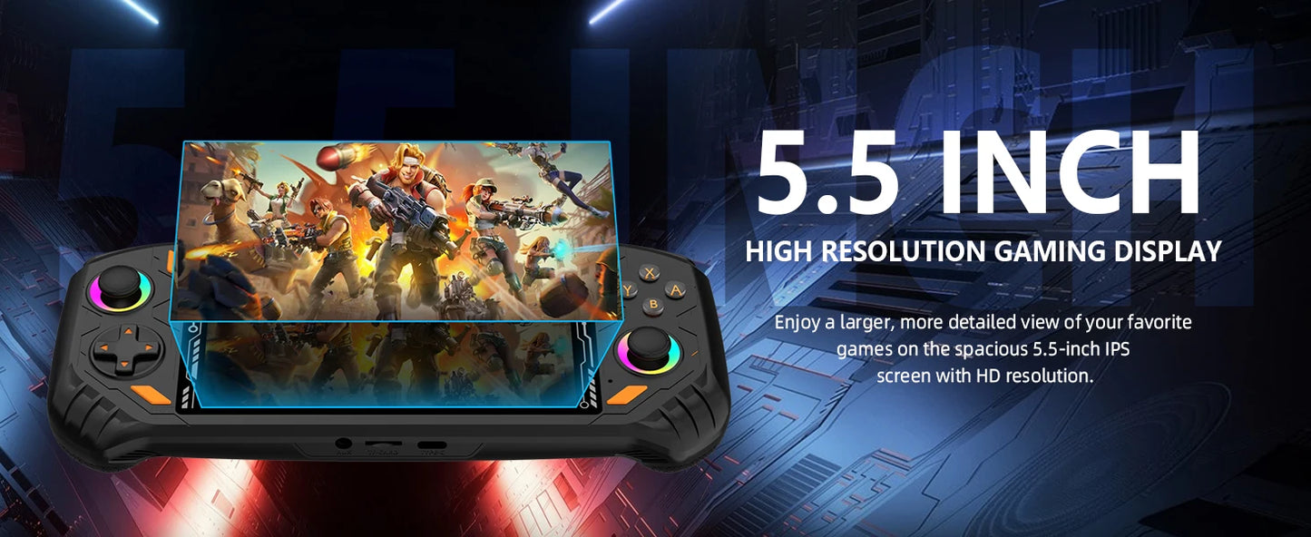 RG52 MINI Handheld Game Console 25 Languages 18.000+ Games EMU-ELEC System 2.4G WI-FI 5.5" IPS Screen 30+ Emulator Potable Retro Games Console Pocket Player Computer PC Gaming Supplies
