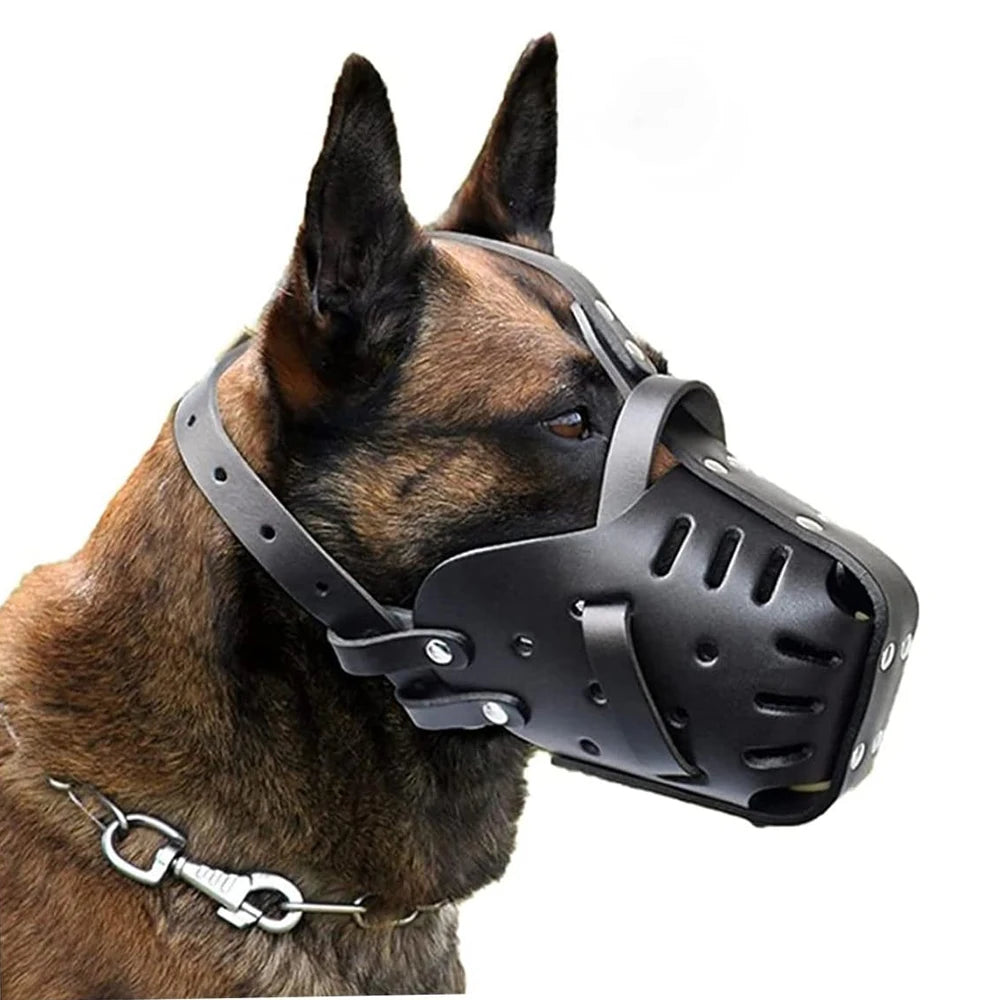 Real Leather Pet Dog Basket Muzzles German Shepherd Doberman Anti Bite Dog Mouth Cage Dog Training Defense Masks for Small/Large Dogs