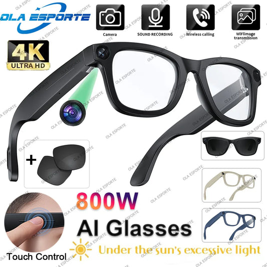 NEW Arrivals 4K AI Smart Glasses Multifunction Camera Bluetooth Call Voice Assistant Music Player Translate Glasses UV Polarized Sunglasses Xiaomi Outdoor Business Meetings Spy Glasses