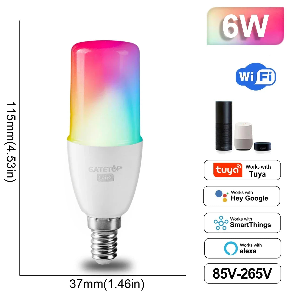 NEW Arrivals Alexa Google RGB Smart LED Bulb Dimmable TUYA  Gu10 C37 A60 T37 E14 E27 B22 Light Wi-Fi Magic Lamp AC 110V 220V Romantic Atmosphere for Living Room Bedroom Party