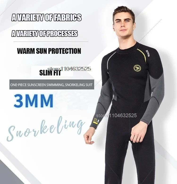 3MM Neoprene Professional Wetsuits S-4XL Extra Plus Size Full Body Scuba Diving Suit Men Snorkeling Surfing Swimming Long Sleeve Keep Warm Water Wetsuits Water Sports Apparel Supplies