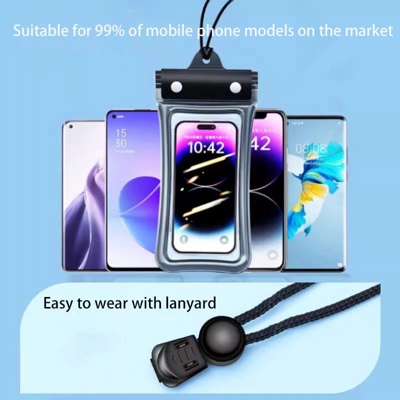 3 PCS Set IPX8 Waterproof Floating Airbag Swim Diving Bag Phone Case For iPhone 11 12 13 14 Pro Max Samsung S23 S22 Xiaomi 13 Huawei Cover