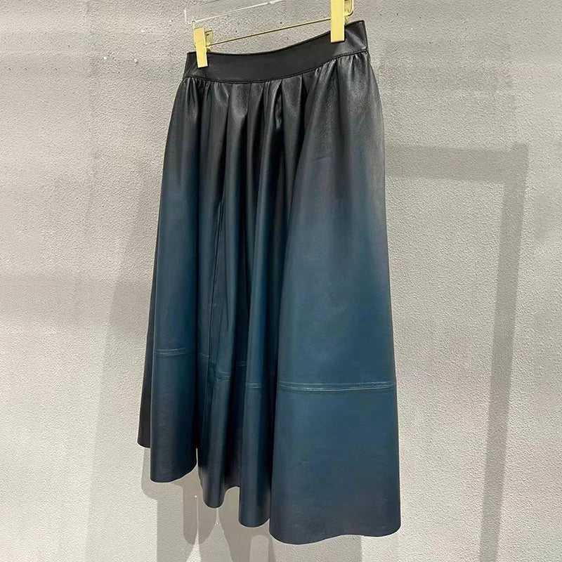 Lady Real Leather Jackets Fashion Motocycle Leather Coat Women Sheepskin Skirt Spring Autumn Sets Female Clothing GT5463