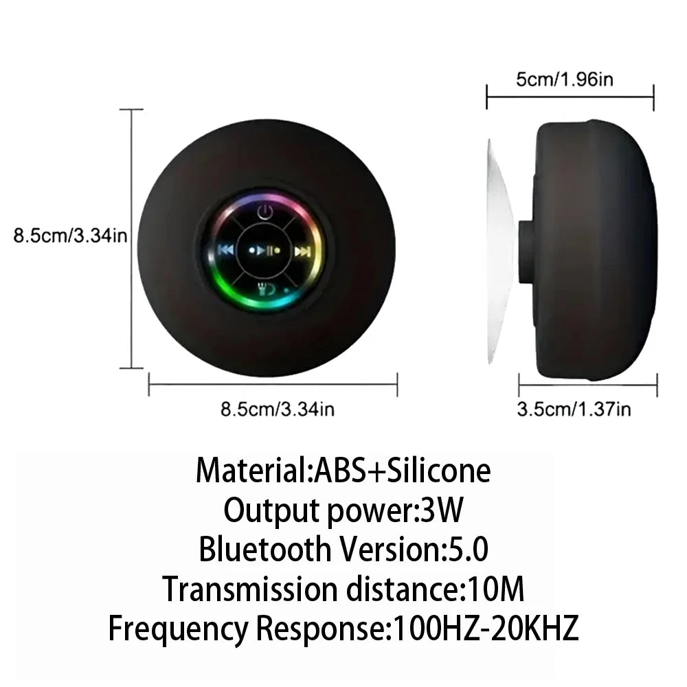 NEW Arrivals Portable Wireless Bluetooth Speaker LED Light IPX4 Waterproof Loudspeaker Outdoor Indoor Bathroom Large Suction Cup Stereo Sound Box