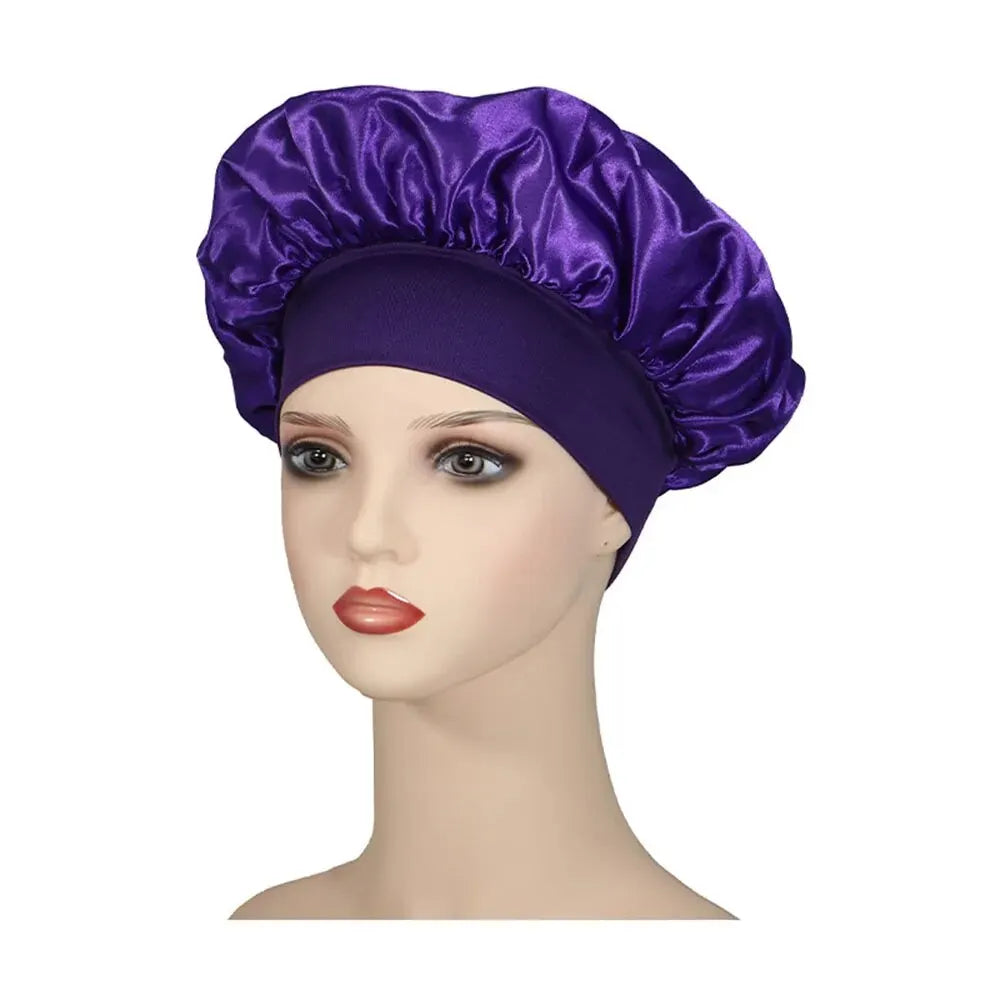 Newly Satin Night Hair Cap Women's Solid Sleeping Hat Sleep Care Bonnet Nightcap For Women Unisex Cap