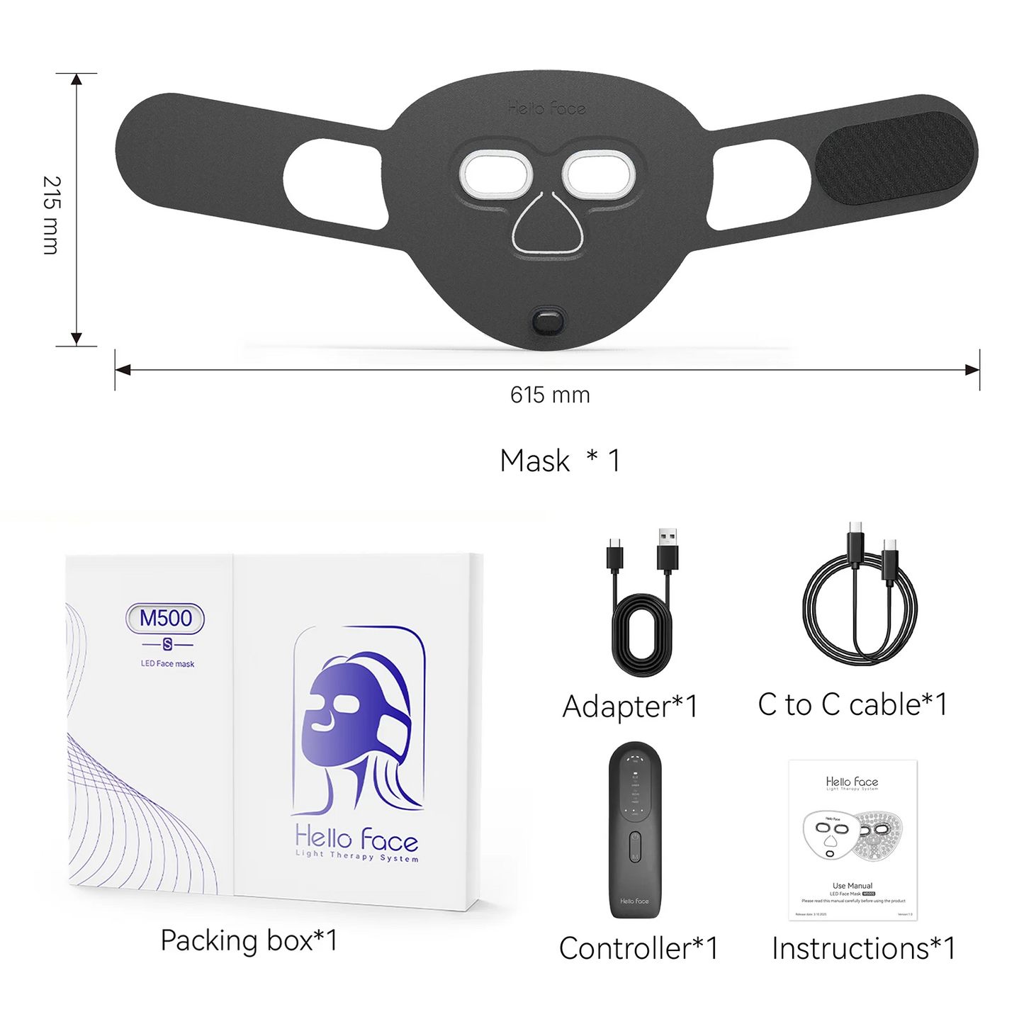Ultra-Light Red Light Therapy Photon Mask Hello New Face M500S LED Near-Infrared Light Therapy Facial Mask Professional Face Care Women Skin Care Accessories