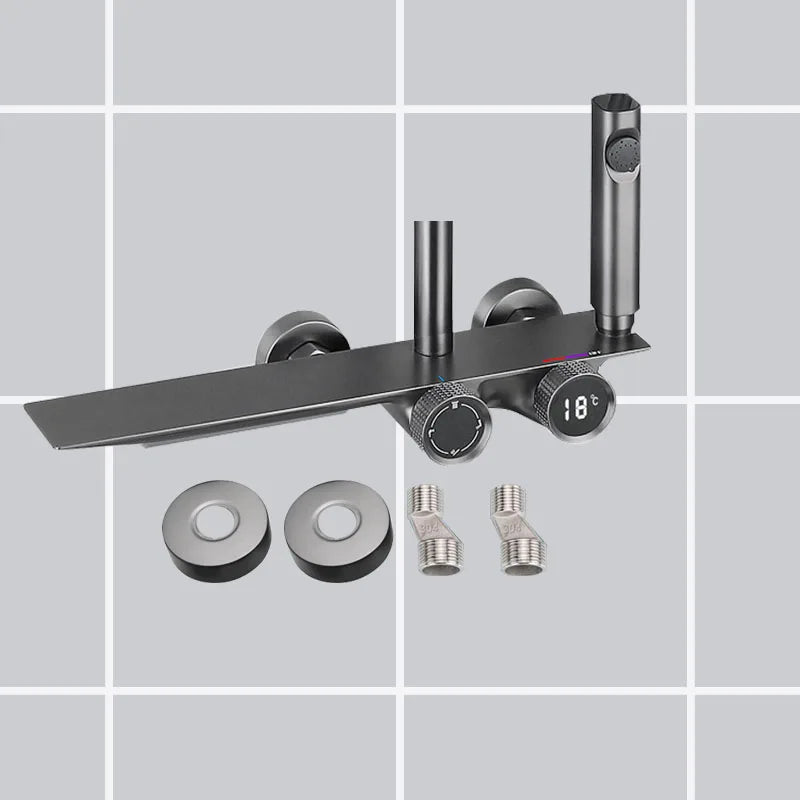 LED Lights Shower Set Accessories Brass Shower System Bathroom Thermostatic Faucet Hot Cold Mixed Bathtub Shower Faucet LED Digital Faucet