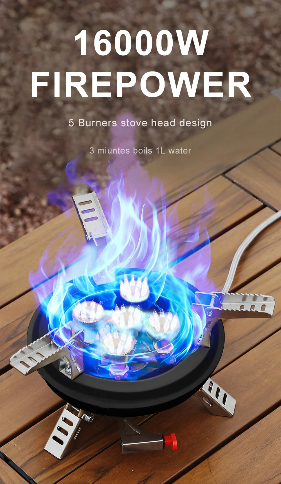 NEW Arrivals BRS-201A Portable Travel Camping Beach BBQ Gas Stove 16000W High Pressured Propane Butane Gas Burner Outdoor Emergency Stove with Piezo Ignition