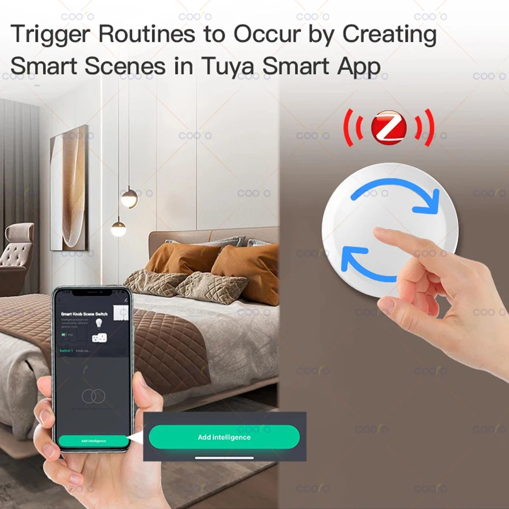 New Smart Home Device TUYA  ZigBee Smart Knob Switch DIY Wireless Scene Button Rotatable Dimmer Switch Home Appliances Automation Linkage Remoter