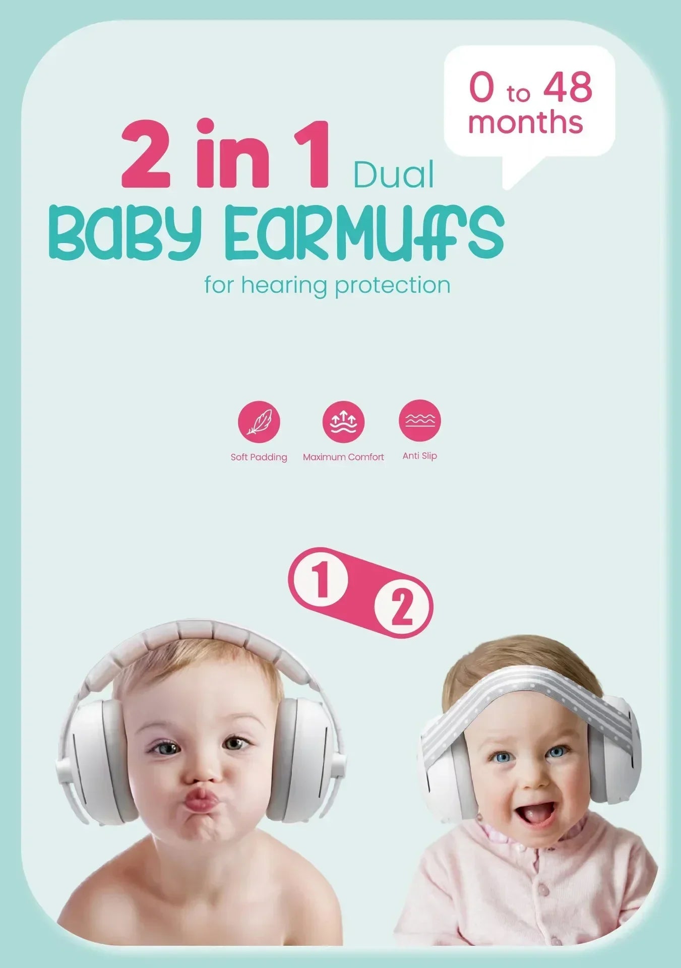 Full Set 4 Colors 2-in-1 New Baby Ear Protection Noise Cancelling Headphones Convertible Design Noise Reduction Earmuffs for Infant Improves Sleep Aid Outdoor Travel Baby Care Supplies