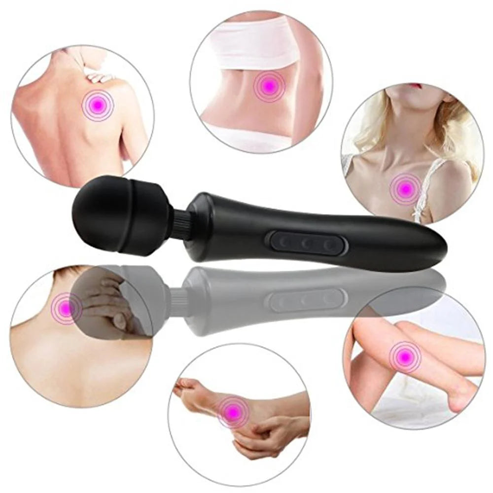 Strong vibration of massage stick 20 frequency 8-speed USB charging large massage stick silent waterproof silicone material