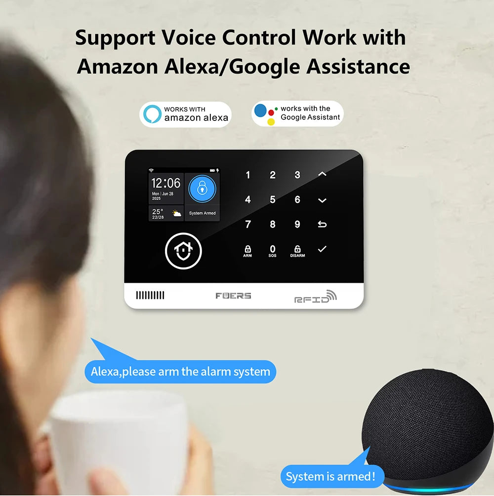 Just Arrived Upgraded 13 Languages Alarm System for Home Office Shops TUYA Smart WI-FI GSM Security Alarm Host with Doors Windows Motion Sensor Smart App Control Work Google Alexa Amazon Voice Support Security Supplies