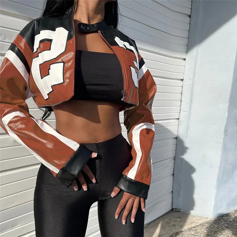 NEW Arrivals 5 Colors Fashion Cardigan Personality Street Zipper Long Sleeve Slim Fitted Mind Ring Baring Motorcycle Coat Women Evening Night Clubwear Jacket Girls Casual Fashion Clothing Supplies