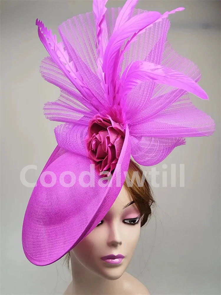 NEW Arrivals 15 Colors/Patterns Luxury Elegant Flower Fascinator Pillbox Cap Wedding Women Fascinator Hat Headband Kentucky Derby Ladies Millinery Cap Mesh Bride Hats