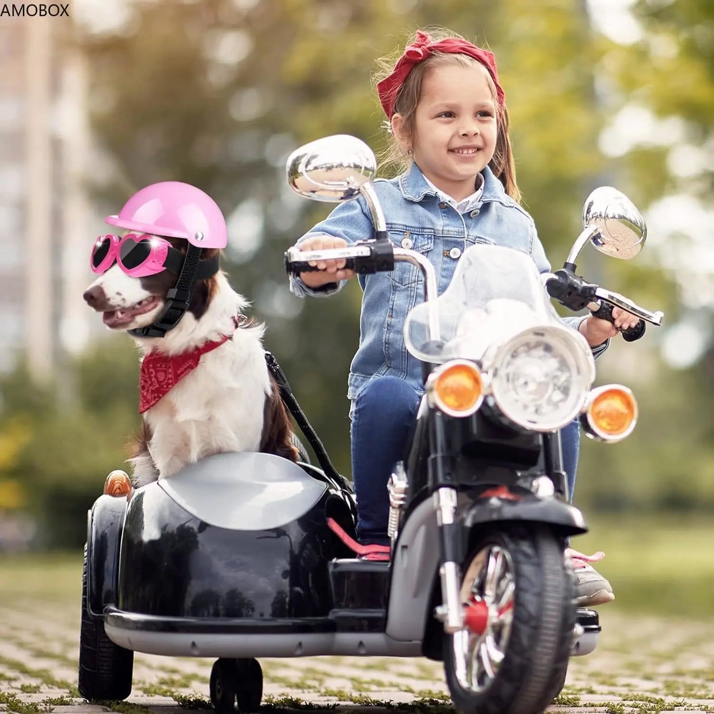 Helmet and Sunglasses Set for Small Dogs, Pink Love Glasses, UV Protection Foldable Helmet with Sponge,Comfortable, 2 Pieces