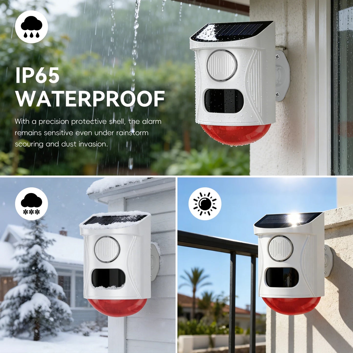 NEW Arrivals Solar Strobe Alarm Light with Motion Sensor Siren and Remote Control Outdoor Alarm Siren with Remote Controller 120db Sound Security Siren Light Home Villa Shops Security Supplies