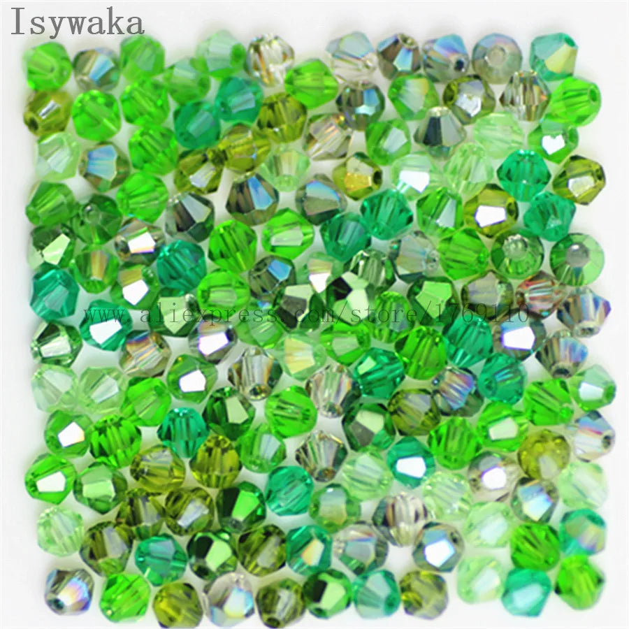33 Colors 100 PCS Set Blue Multicolor 4mm Bicone Austria Crystal Beads Charm Glass Beads Loose Spacer Bead for DIY Jewelry Making Apparel Accessories Tools Set