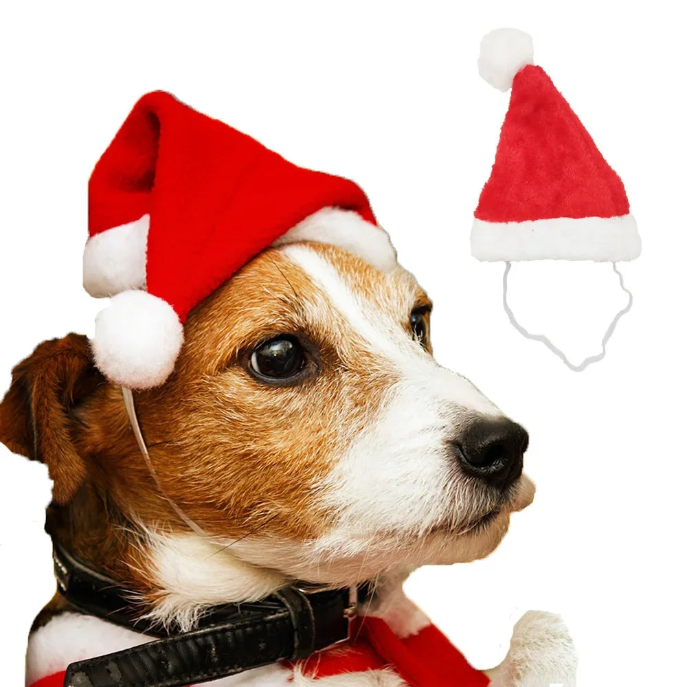 50PCS Christmas Pet Dog Cat Santa Hat Cosplay Hats  Pet Costume Ornaments   Christmas Party Pet Supplies Christmas Decorations